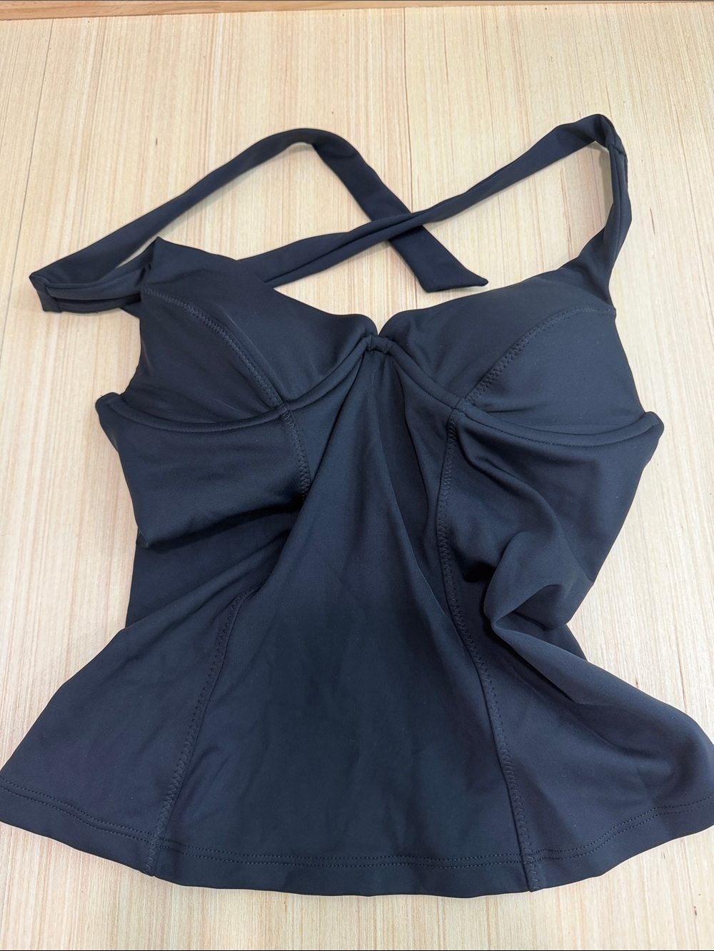 Athleta Black Halter Tankini Top with Support